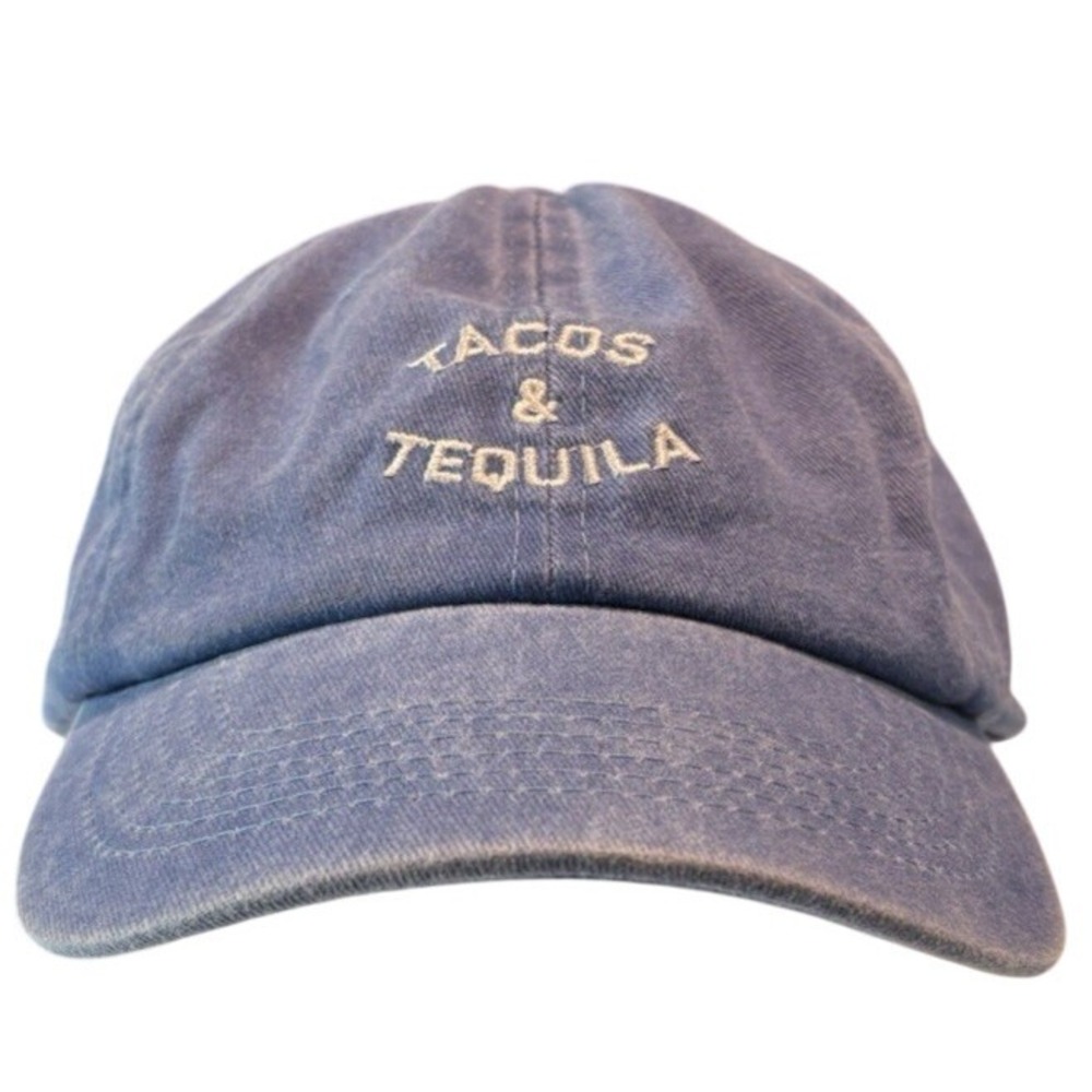 Tacos & Tequila Blue Baseball Cap Denim Hat Adjustable Strapback 100% Cotton